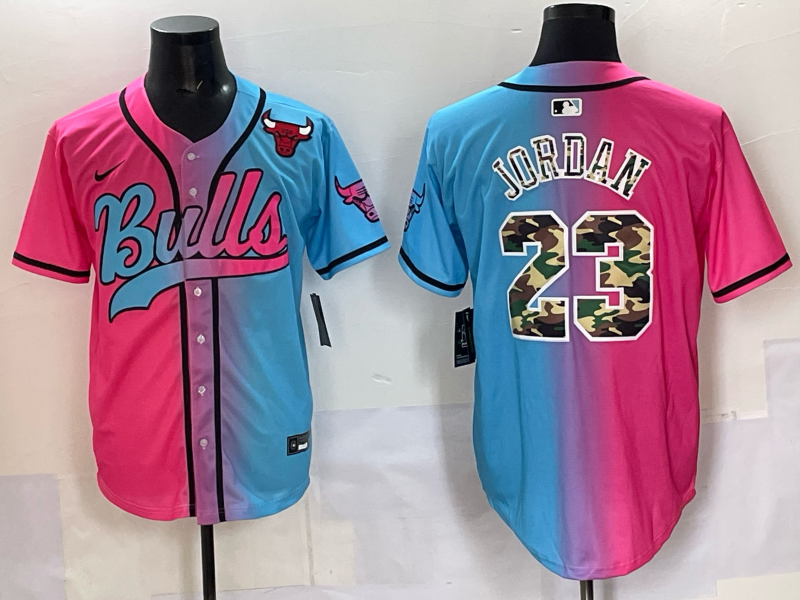 Men Chicago Bulls Nike 23 Jordan Blue pink NBA 2025 Jersey style 008